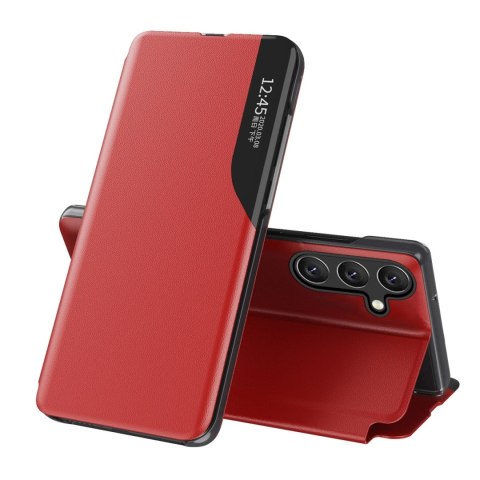 Etui Eco Leather View Case elegancki futerał z klapką i funkcją podstawki na Samsung Galaxy A36 - czerwone