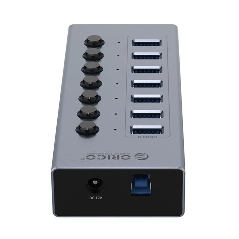 Hub Orico BT2U3-7AB 7x USB-A 3.0 z włącznikami - szary