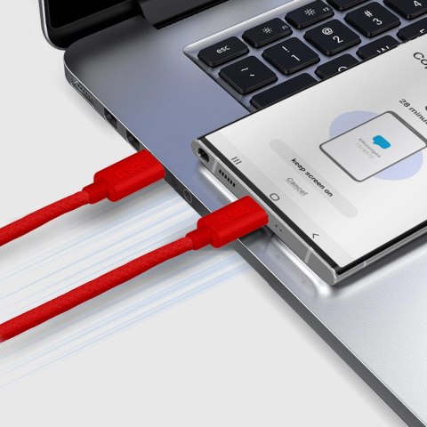Kabel SBS TECABLETISSUETCCR USB-C - USB-C 1,5m 60 W w oplocie - czerwony