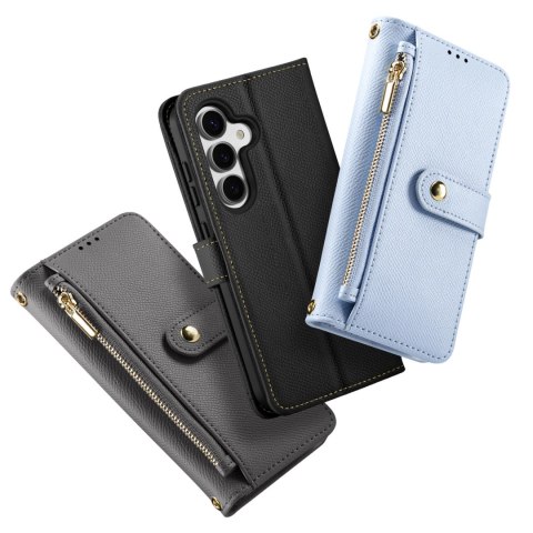 Etui skórzane Dux Ducis Lawa na Samsung Galaxy S25+ z odłączanym portfelem magnetycznym - czarne