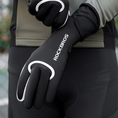 Rękawiczki rowerowe Rockbros pełne, wodoodporne, rozmiar: L/XL - czarne