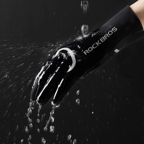 Rękawiczki rowerowe Rockbros pełne, wodoodporne, rozmiar: L/XL - czarne