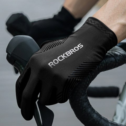 Rękawiczki rowerowe Rockbros wiosna/lato/jesień, pełne, rozmiar: XXL - czarne