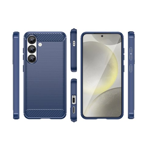 Etui silikonowe Carbon Case na Samsung Galaxy S25 Edge - niebieskie