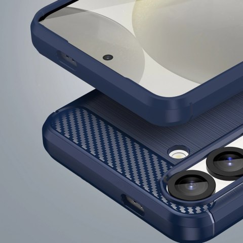 Etui silikonowe Carbon Case na Samsung Galaxy S25 Edge - niebieskie