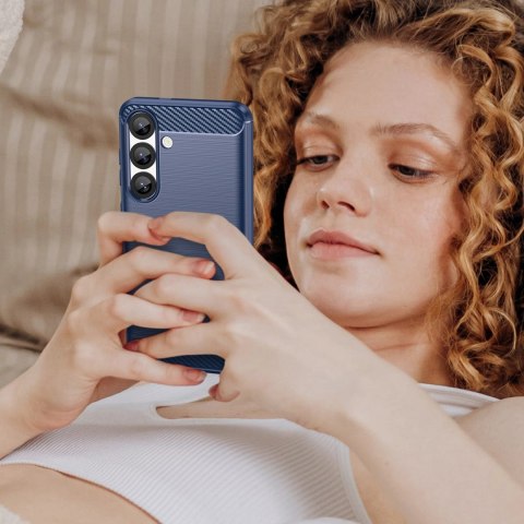 Etui silikonowe Carbon Case na Samsung Galaxy S25 Edge - niebieskie