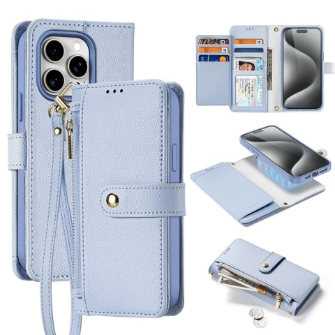 Etui skórzane Dux Ducis Lawa na iPhone 15 Pro Max - niebieskie