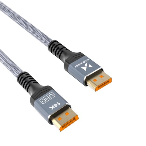 Kabel Wozinsky WPS-16AYL1S DisplayPort 2.1 80 Gb/s 16K@60Hz 8K@120Hz 4K@240Hz HDR HDCP DSC 1m - czarny