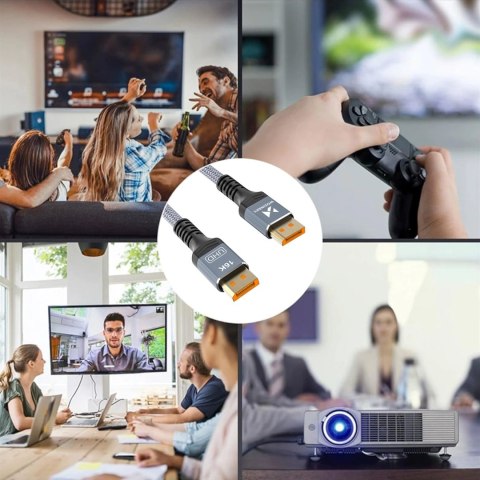 Kabel Wozinsky WPS-16AYL1S DisplayPort 2.1 80 Gb/s 16K@60Hz 8K@120Hz 4K@240Hz HDR HDCP DSC 1m - czarny